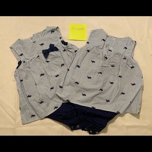 Twin Carters Whale Rompers